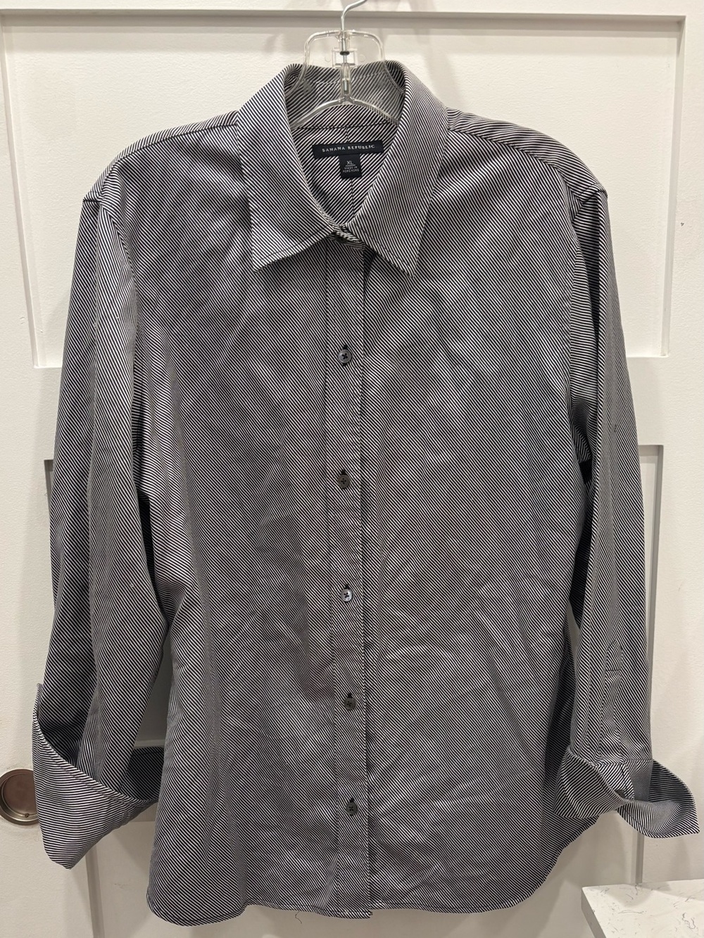 Banana Republic Black and White Micro-Stripe Button-Down Shirt